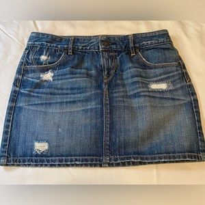 Loft Distressed Denim Mini Skirt
